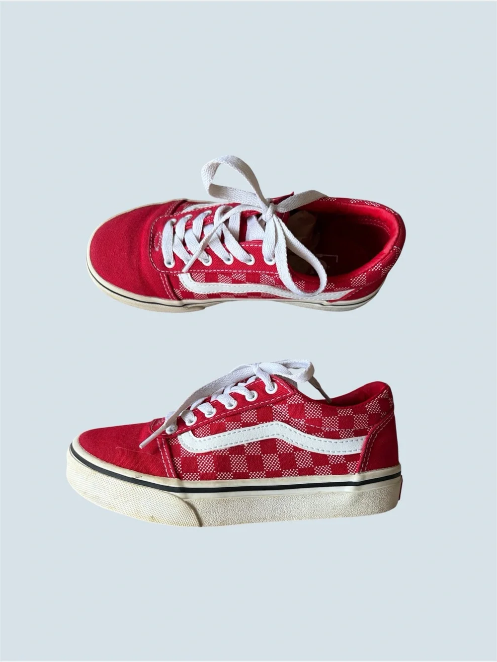 Vans kids red white check size 2
